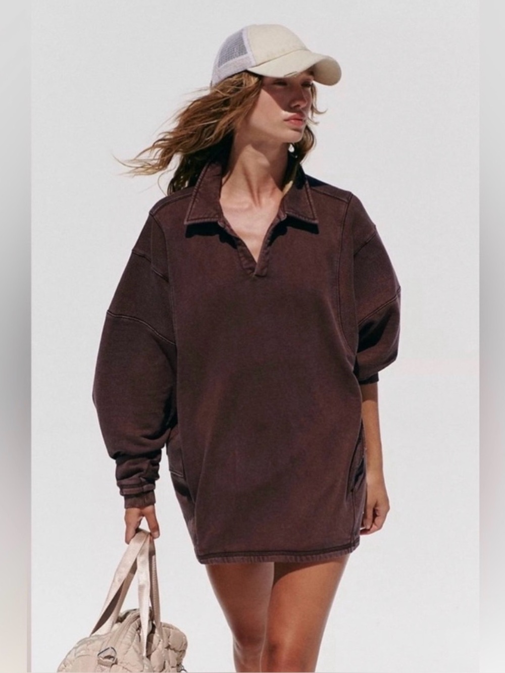 FREE PEOPLE Work It Out Pullover in Brown S